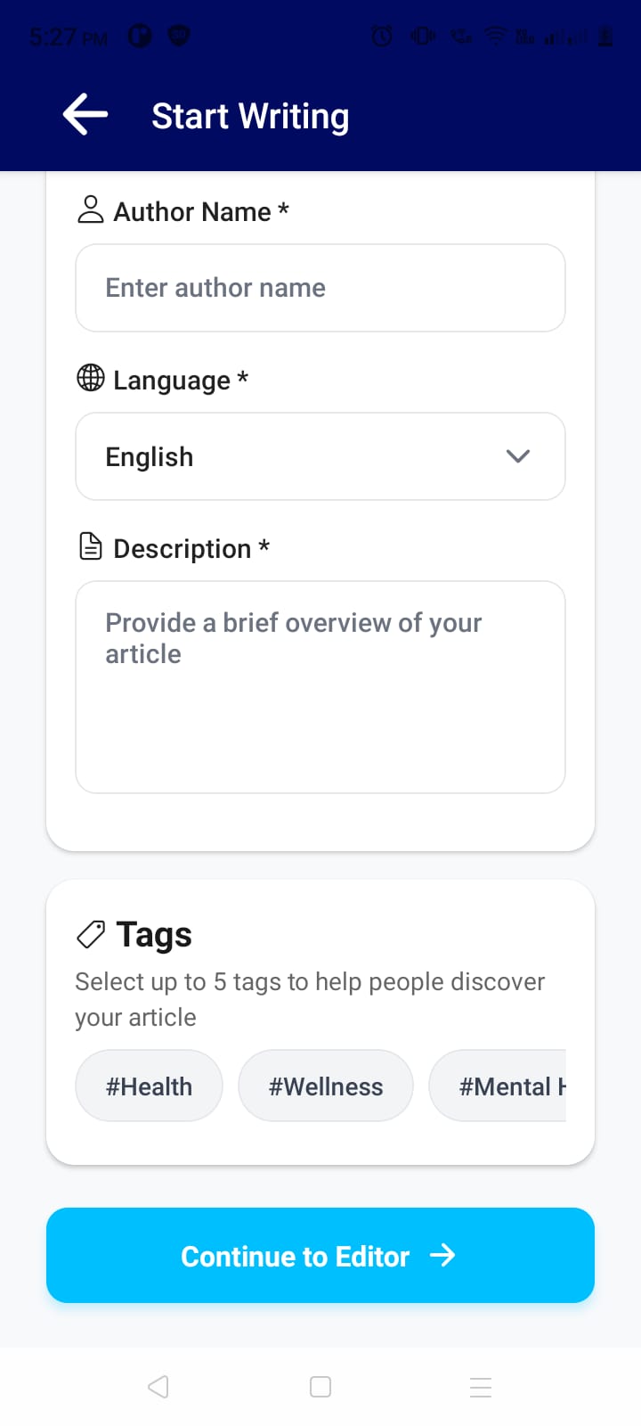 Writing Form Select Language